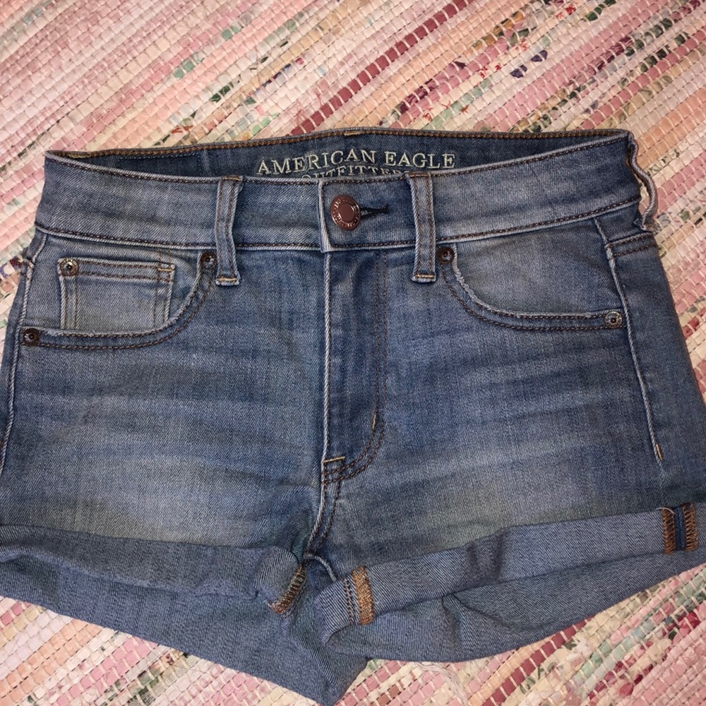 American Eagle light blue jean shorts